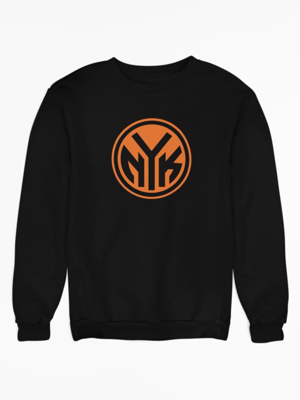 NEW York Knicks NYK Subway Token Long Sleeve Fleece Crew Sweatshirt BLACK